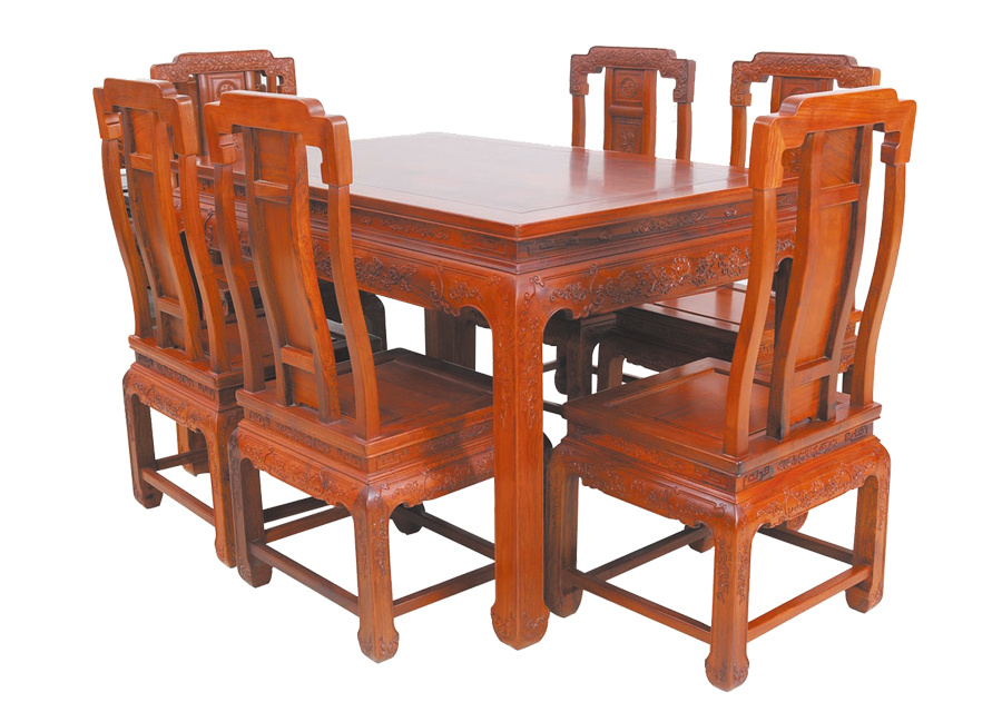 緬甸花梨國(guó)色天香餐桌